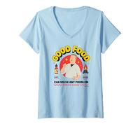 Femme King of The Hill Good Food Can Solve Any Problem Poster T-Shirt avec Col en V