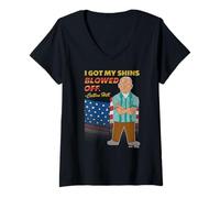Femme King of the Hill Got My Shins Blown Off Cotton Hill Cartoon T-Shirt avec Col en V