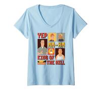Femme King of The Hill Hank Dale Bill and Boomhauer Panels Poster T-Shirt avec Col en V