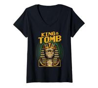 Femme King of The Tomb Funny Pixel Art Mummy Pharaon Halloween T-Shirt avec Col en V