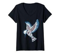 Femme Kingfisher Côte Nord-Ouest Style Amérindien Art Nature T-Shirt avec Col en V