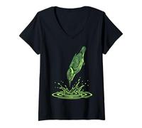Femme Kingfisher Plongée Oiseau Nature Ornithologie T-Shirt avec Col en V