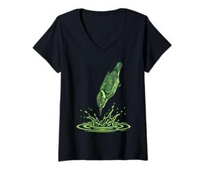 Femme Kingfisher Plongée Oiseau Nature Ornithologie T-Shirt avec Col en V