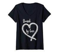 Femme Kinky BDSM Bondage Shibari Corde Fétiche Art T-Shirt avec Col en V