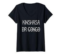 Femme Kinshasa RD Congo T-Shirt avec Col en V