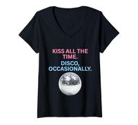 Femme Kiss All The Time Disco Occasionally T-Shirt avec Col en V