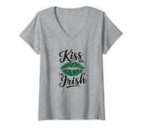 Femme Kiss Me, I'm Irish Illustration T-Shirt avec Col en V