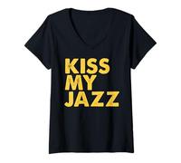 Femme Kiss My Jazz - Phrase drôle de jazzman T-Shirt avec Col en V