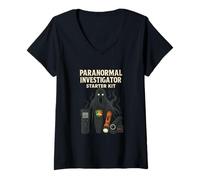 Femme Kit de démarrage pour enquêteur Paranormal, Chasse aux fantômes, Esprits T-Shirt avec Col en V