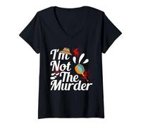 Femme Kit de fête avec Inscription « Murder Mystery » T-Shirt avec Col en V