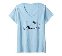 Femme Kitebuggying Cerf-Volant-Buggy Char à Voile Kite-Buggy T-Shirt avec Col en V