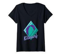 Femme Kitesurf avec cerf-Volant T-Shirt avec Col en V