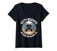 Femme Kitty Biscuits Bakery Nous les pétrissons, vous en avez besoin T-Shirt avec Col en V