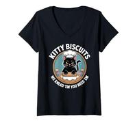 Femme Kitty Biscuits Bakery We Knead Em Funny Cat Baking T-Shirt avec Col en V
