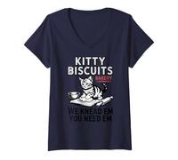 Femme Kitty Biscuits Bakery We Phead Em You Need Em Funny Baking T-Shirt avec Col en V