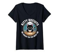 Femme Kitty Biscuits Bakery You Need Em Funny Cat Baking T-Shirt avec Col en V