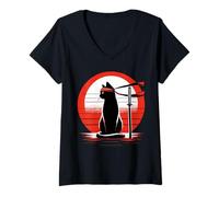 Femme Kitty Combat Master Jiu Jitsu Ninja et Artiste Martial T-Shirt avec Col en V