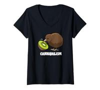 Femme Kiwi Cannibalism Funny Kiwi Bird Joke Cannibale Pun Bird T-Shirt avec Col en V