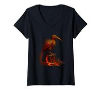 Femme Kiwi Firebird Fantasy Lava T-Shirt avec Col en V