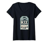 Femme KIX Kansai Osaka Code aéroport Japonais Souvenir Kanji T-Shirt avec Col en V