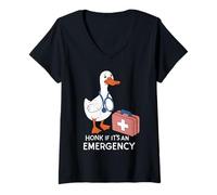 Femme Klaxonnez si C'est Une Urgence Infirmière drôle Duck Sings Women T-Shirt avec Col en V