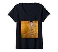 Femme Klimt Portrait d'une Femme en Or T-Shirt avec Col en V