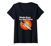 Femme Knife Collector Blade Envy is A Real Thing Funny T-Shirt avec Col en V