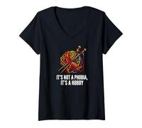 Femme Knitter Yarn Crafter Not A Phobia It's A Hobby T-Shirt avec Col en V