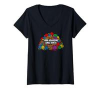 Femme Knitting Crochet Yarn Hoarding Since Birth Crafter T-Shirt avec Col en V