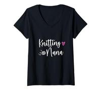 Femme Knitting Lover Nana Grandma Who Loves to Knit T-Shirt avec Col en V