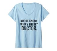 Femme Knock Knock Who's There Doctor Blague Vintage drôle T-Shirt avec Col en V