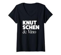 Femme KNUTSCHEN & VINO X Rosé vin rouge vin blanc vin Schorle T-Shirt avec Col en V