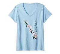 Femme KO no Yokan et Fleurs de Cerisier T-Shirt avec Col en V