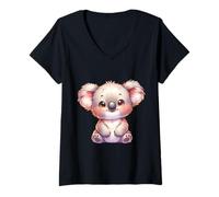 Femme Koala Mignon dans Un Style Kawaii pour Les Enfants et Les Amoureux des Animaux T-Shirt avec Col en V