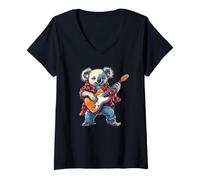Femme Koala Rockstar pelucheux pour une touche de charme T-Shirt avec Col en V