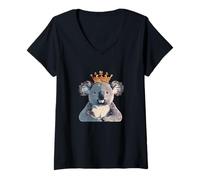 Femme Koala roi joyeux pour une touche de charme T-Shirt avec Col en V