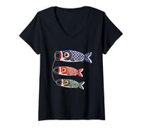 Femme Kodomonohi Drapeau Japonais pour la fête des Enfants T-Shirt avec Col en V