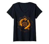 Femme Koi Fish Mandala Symbole Harmonie Zen Energie T-Shirt avec Col en V