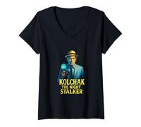 Femme Kolchak The Night Stalker Cult, Classique, Horreur et mystère T-Shirt avec Col en V
