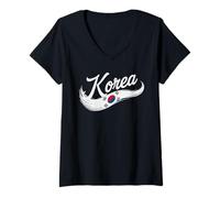 Femme Korea Corée Drapeau Coréen T-Shirt avec Col en V