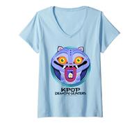 Femme Kpop Demon Hunters Cartoon Derpy Save The Date T-Shirt avec Col en V