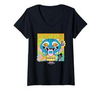 Femme Kpop Demon Hunters Derpy and Sussie Summer Festival Poster T-Shirt avec Col en V