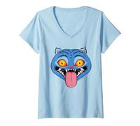 Femme Kpop Demon Hunters Derpy Tiger Face T-Shirt avec Col en V