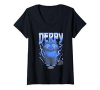 Femme Kpop Demon Hunters Derpy Tiger Lightning T-Shirt avec Col en V