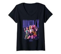 Femme Kpop Demon Hunters Huntrix Honmoon World Tour Poster T-Shirt avec Col en V