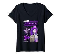 Femme Kpop Demon Hunters Huntrix Rumi Popstar T-Shirt avec Col en V