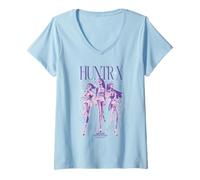 Femme Kpop Demon Hunters Huntrix World Tour Poster T-Shirt avec Col en V