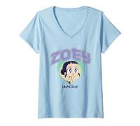 Femme Kpop Demon Hunters Huntrix Zoey Collegic T-Shirt avec Col en V