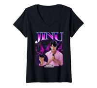 Femme Kpop Demon Hunters Jinu Bootleg Officiellement licencie T-Shirt avec Col en V