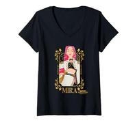 Femme Kpop Demon Hunters Mira Golden Frame T-Shirt avec Col en V